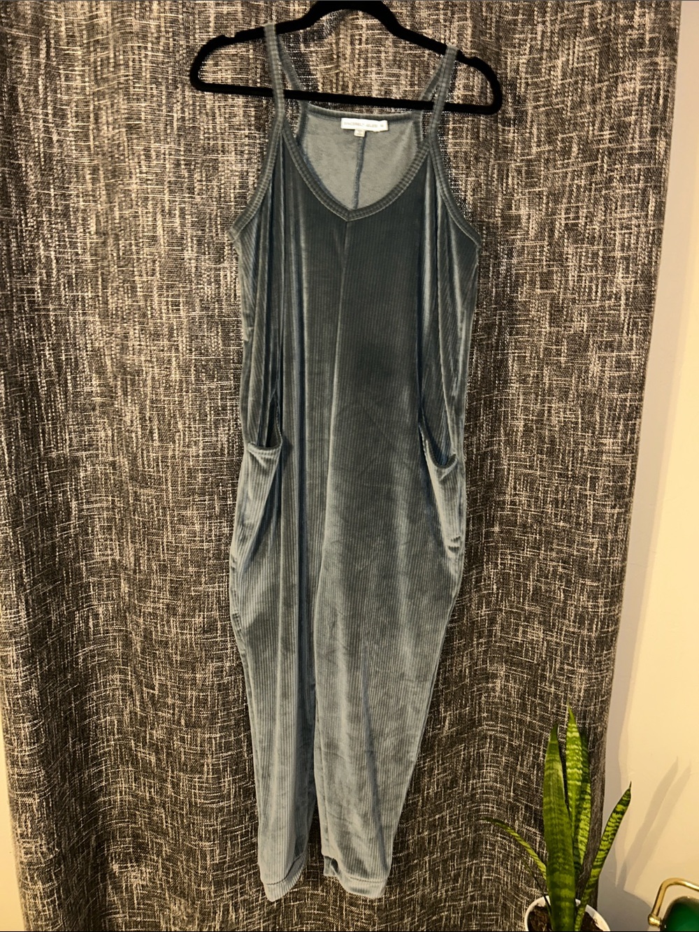Sincerely Jules Velvet Jumpsuit in Light Blue